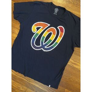 Washington Nationals Pride Flag Rainbow Logo 47 Brand Men's Navy T-Shirt Size XL